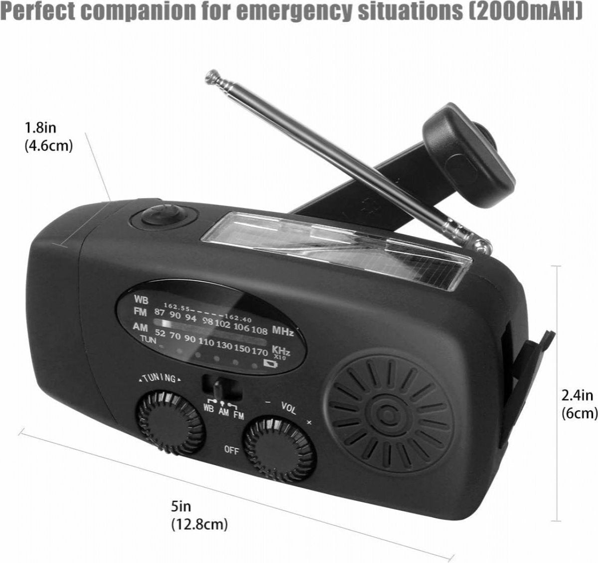 Radio Op Batterijen (Accu) Voor Rampen - Inclusief 10.000 mAh Solar Powerbank - Powerbank Zonneenergie - Radio Opwindbaar - Noodradio - Noodradio Solar Opwindbaar - Groen