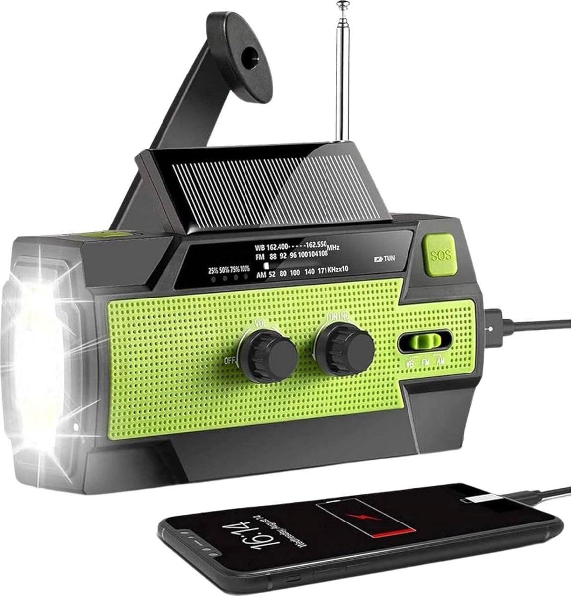 BSTNL Noodradio Elite - 4000 mAh Solar Powerbank - groen