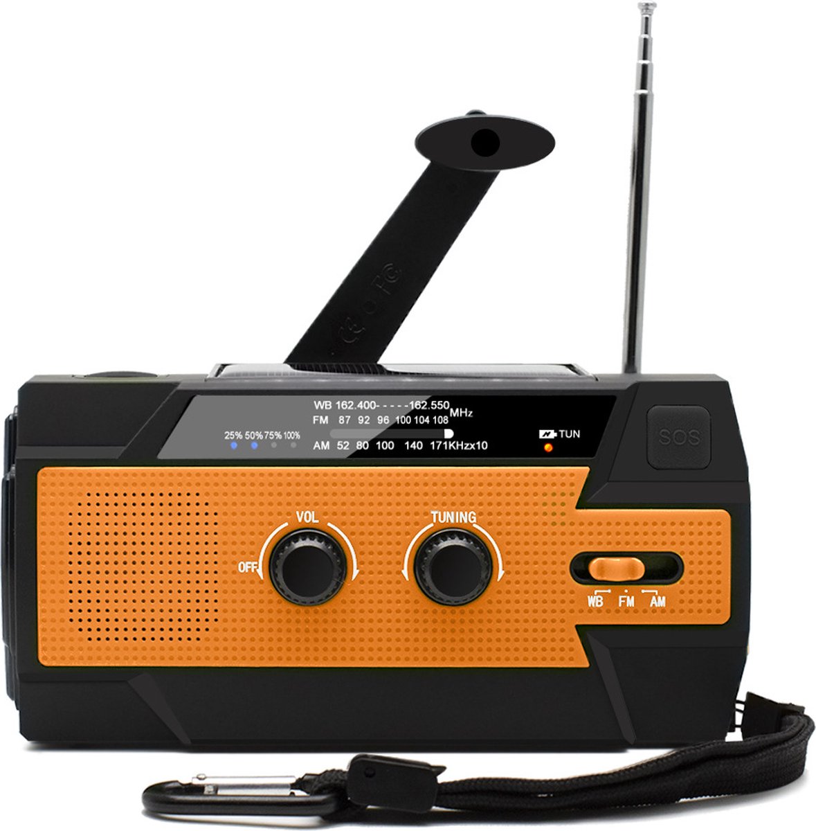 BSTNL Noodradio Elite - 4000 mAh Solar Powerbank - Oranje