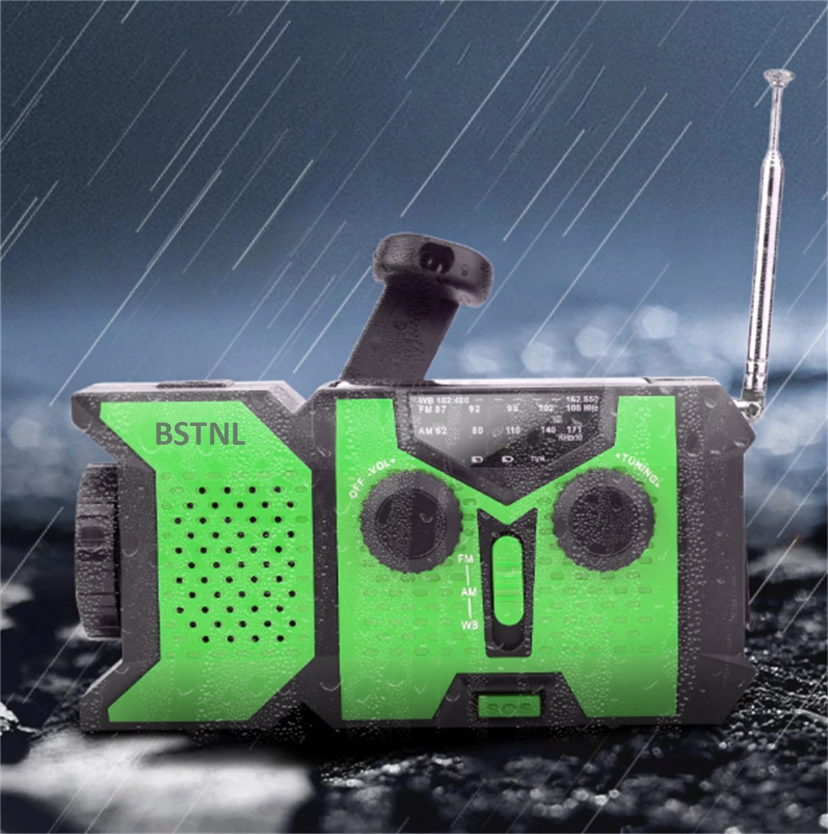 BSTNL Noodradio - AM/FM - Radio Op Batterijen (Accu) Voor Rampen - groen