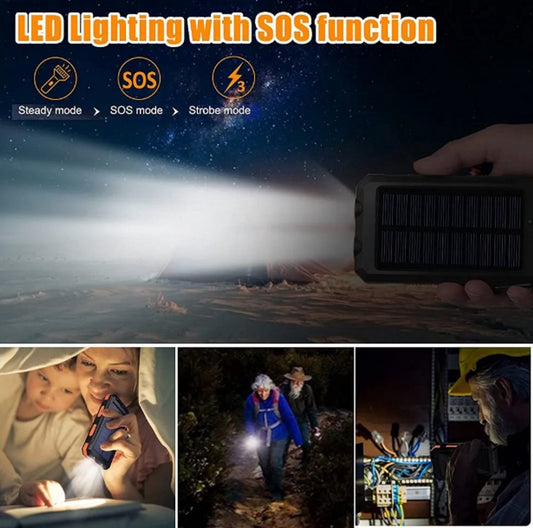 Noodradio Solar Opwindbaar en Batterij - 2026 Editie - Noodpakket - Draagbare Survival Radio - Inclusief 10.000 mAh Solar Powerbank en Noodfluit - Powerbank Zonneenergie - Bouwradio - Zaklamp - Groen