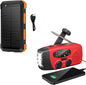 Radio Op Batterijen (Accu) Voor Rampen - Inclusief 10.000 mAh Solar Powerbank - Powerbank Zonneenergie - Radio Opwindbaar - Noodradio - Noodradio Solar Opwindbaar - Rood