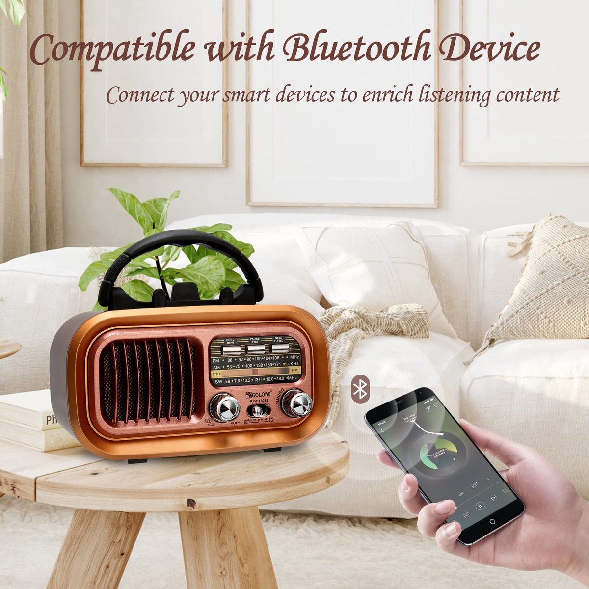 BSTNL Noodradio Retro - AM/FM - Radio Op Batterijen (Accu) Voor Rampen - brons