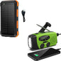 Radio Op Batterijen (Accu) Voor Rampen - Inclusief 10.000 mAh Solar Powerbank - Powerbank Zonneenergie - Radio Opwindbaar - Noodradio - Noodradio Solar Opwindbaar - Groen