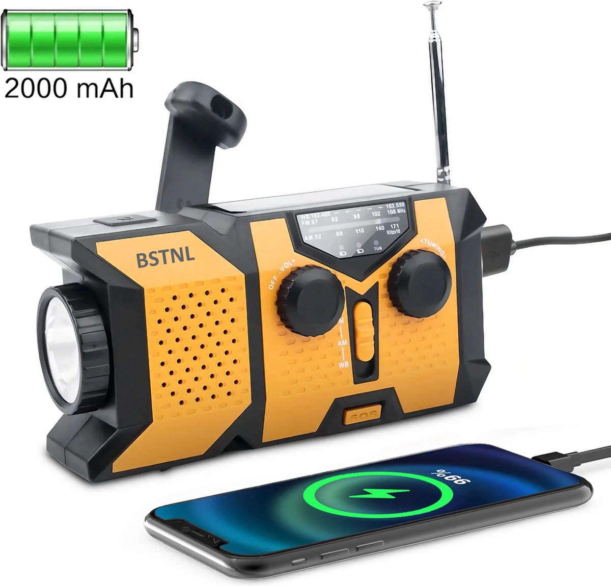 BSTNL Noodradio - AM/FM - Radio Op Batterijen (Accu) Voor Rampen - oranje
