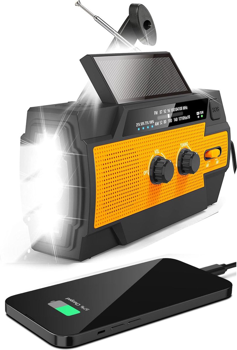 BSTNL Noodradio Elite - 4000 mAh Solar Powerbank - Oranje