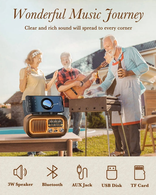 BSTNL Noodradio Retro - AM/FM - Radio Op Batterijen (Accu) Voor Rampen - brons
