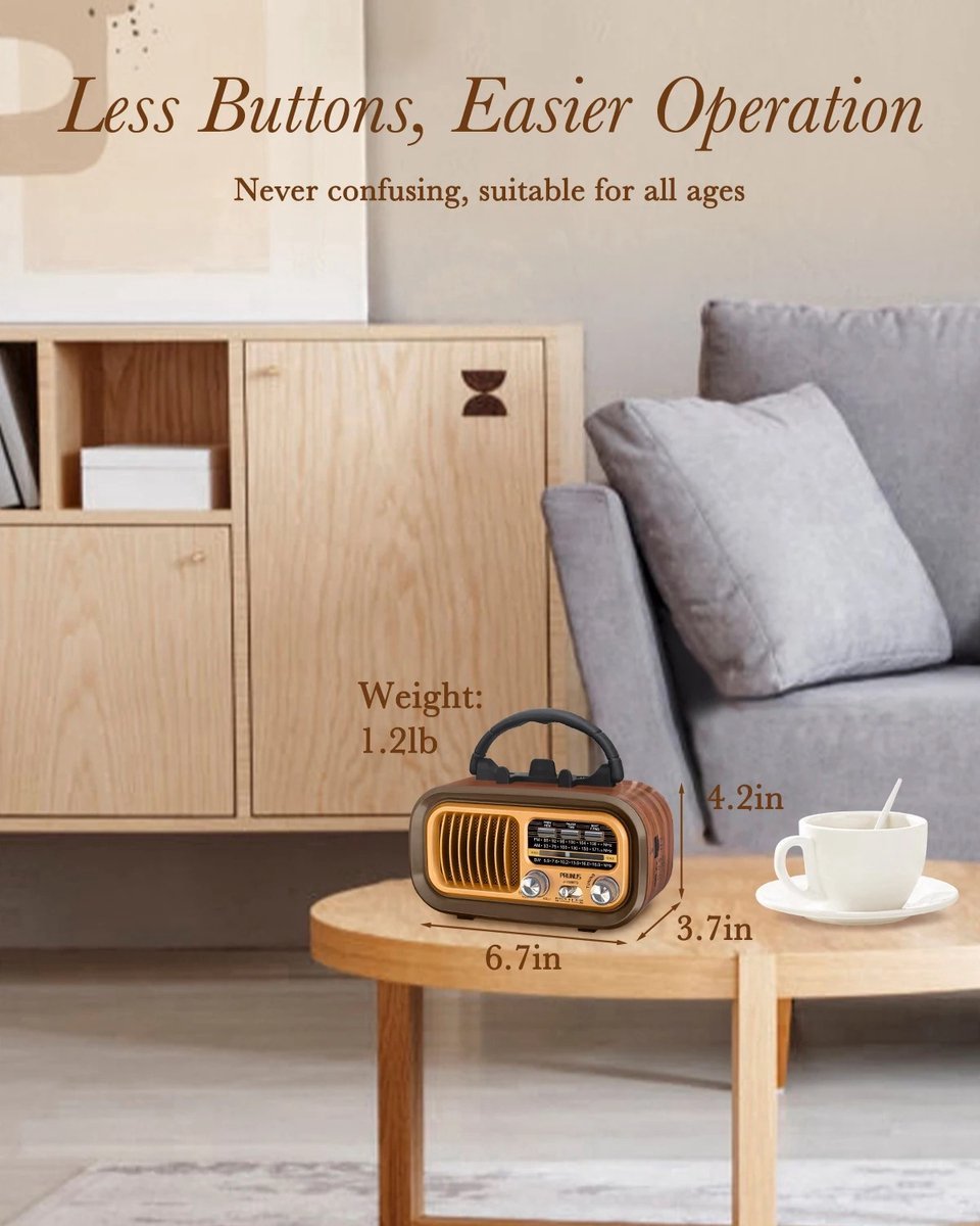 BSTNL Noodradio Retro - AM/FM - Radio Op Batterijen (Accu) Voor Rampen - brons